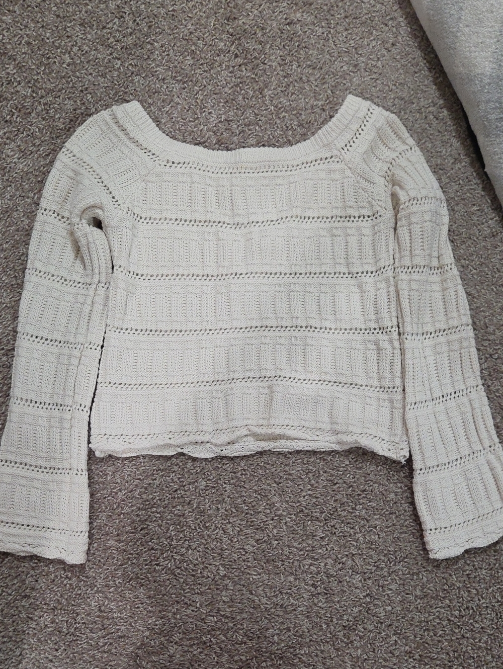 Pink Rose Cream Open-Weave Scoop Neck Sweater